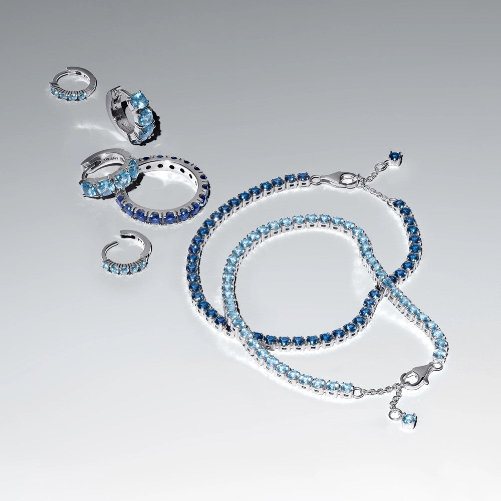 PAN Sparkling Tennis Bracelet 925 silver Pink blue 591469C01 Classic zircon bracelet 599416C01