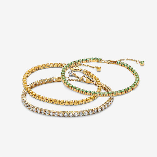 PAN Sparkling Tennis Bracelet Gold 561469C02 561469C03 561469C01 Yellow Green Classic bracelet