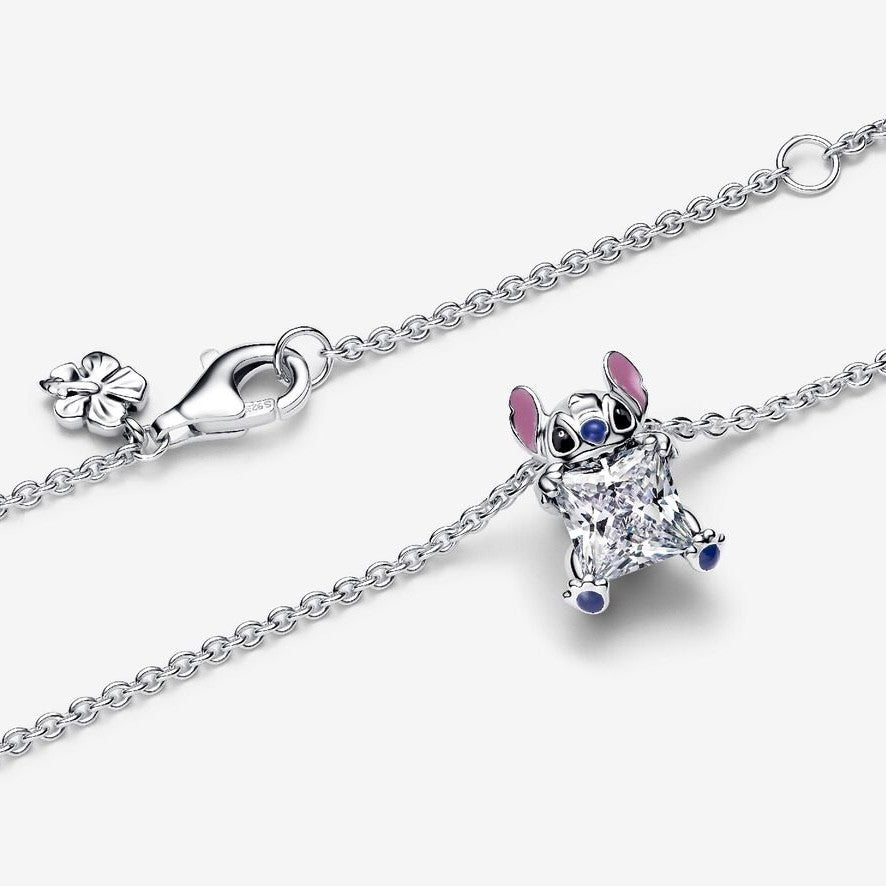 PAN Disney Stitch Collier Necklace 393743C01 crystal 925 silver for girl gift Cute cartoon