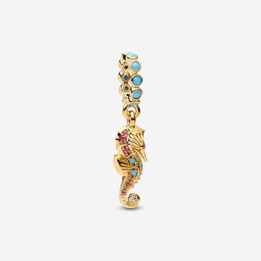 【ME｜Moments】PAN Seahorse Dangle Charm Gold DIY Perfect luck for 763895C01 blue pink marine life