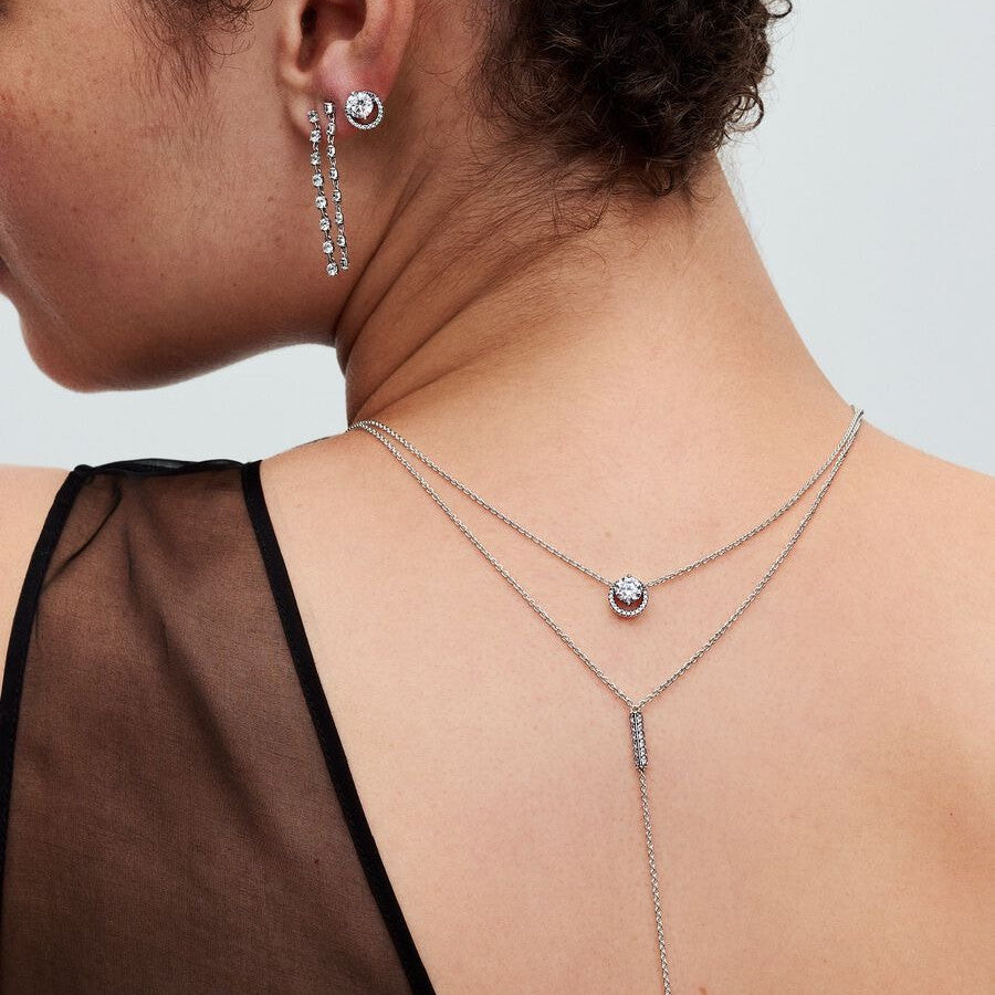 PAN Sparkling Round Halo Pendant Collier Necklace 925 silver gold 391174C01 gold 361174C01