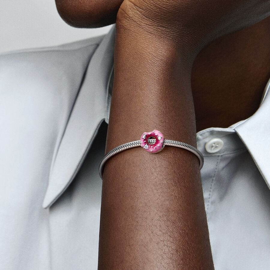 【Moments】 Pan Sparkling Sprinkled Donut Charm 792596C01 Sterling silver 925 silver pink