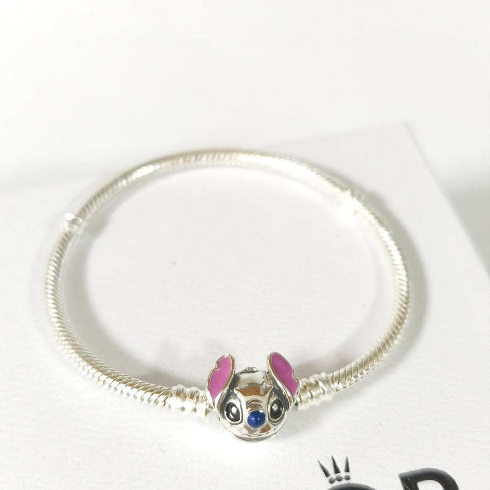 【MOMENTS】PAN Disney Stitch Snake Chain Bracelet 593738C01 925 Sterling Silver Cute cartoon