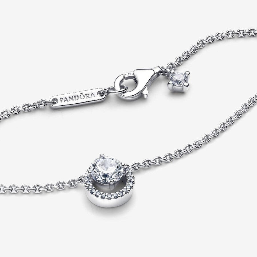 PAN Sparkling Round Halo Pendant Collier Necklace 925 silver gold 391174C01 gold 361174C01