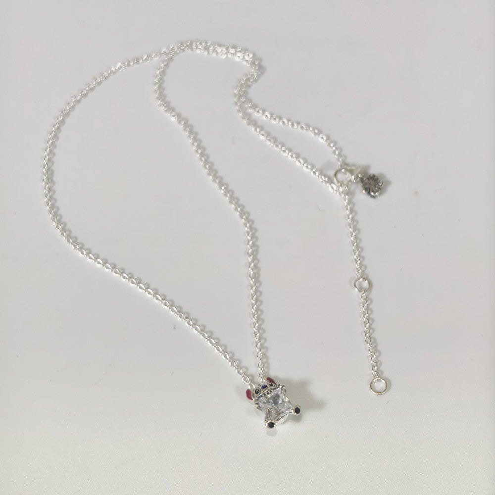 PAN Disney Stitch Collier Necklace 393743C01 crystal 925 silver for girl gift Cute cartoon