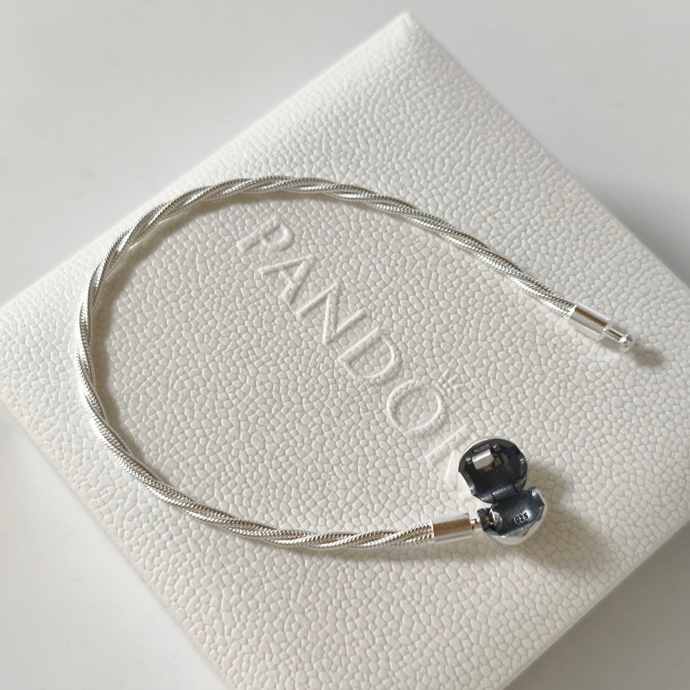 【Moments】PAN Round Pandora Clasp Twisted Snake Chain 593757C00 Sterling silver 925 silver