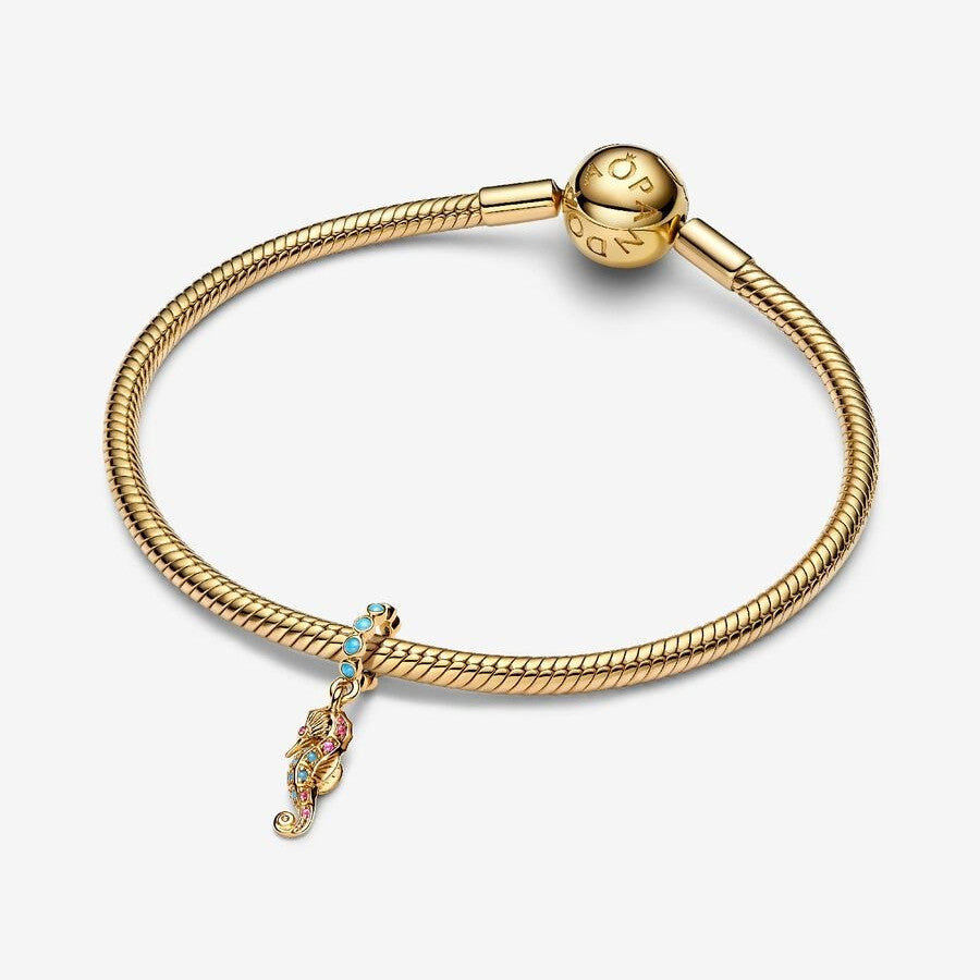 【ME｜Moments】PAN Seahorse Dangle Charm Gold DIY Perfect luck for 763895C01 blue pink marine life