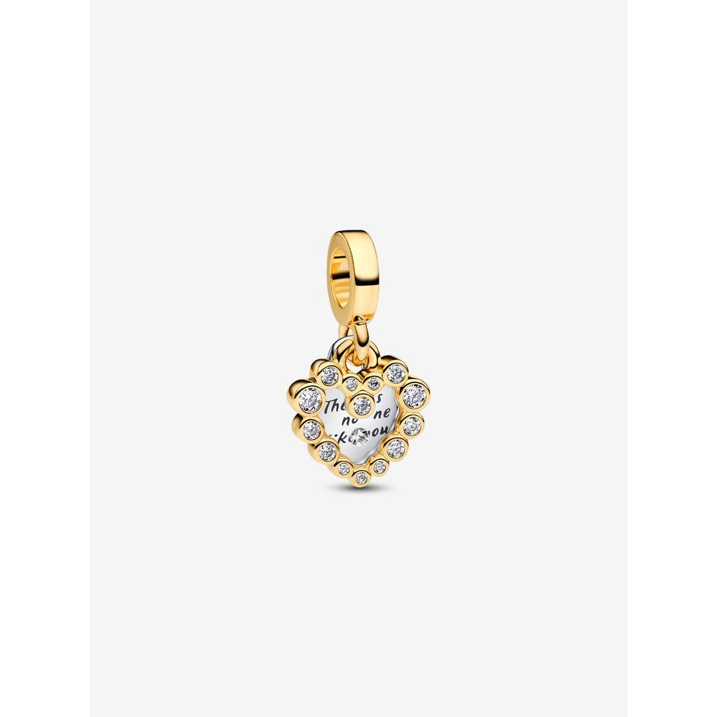 【Moments】 Pan Sparkling Heart Double Dangle Charm 763765C01 793765C01
