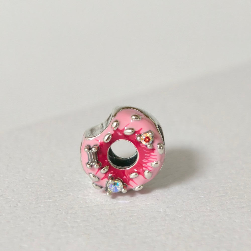 【Moments】 Pan Sparkling Sprinkled Donut Charm 792596C01 Sterling silver 925 silver pink