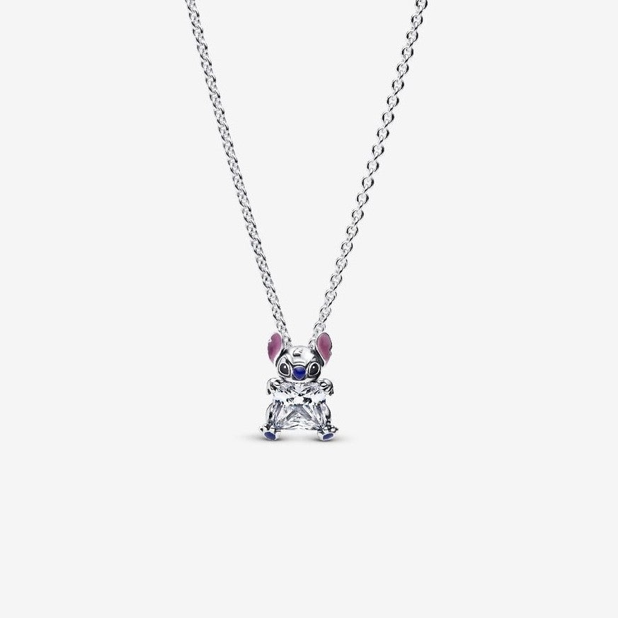 PAN Disney Stitch Collier Necklace 393743C01 crystal 925 silver for girl gift Cute cartoon