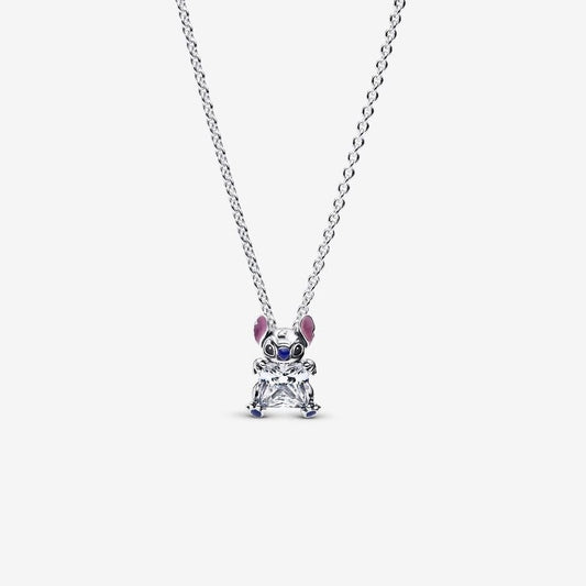 PAN Disney Stitch Collier Necklace 393743C01 crystal 925 silver for girl gift Cute cartoon