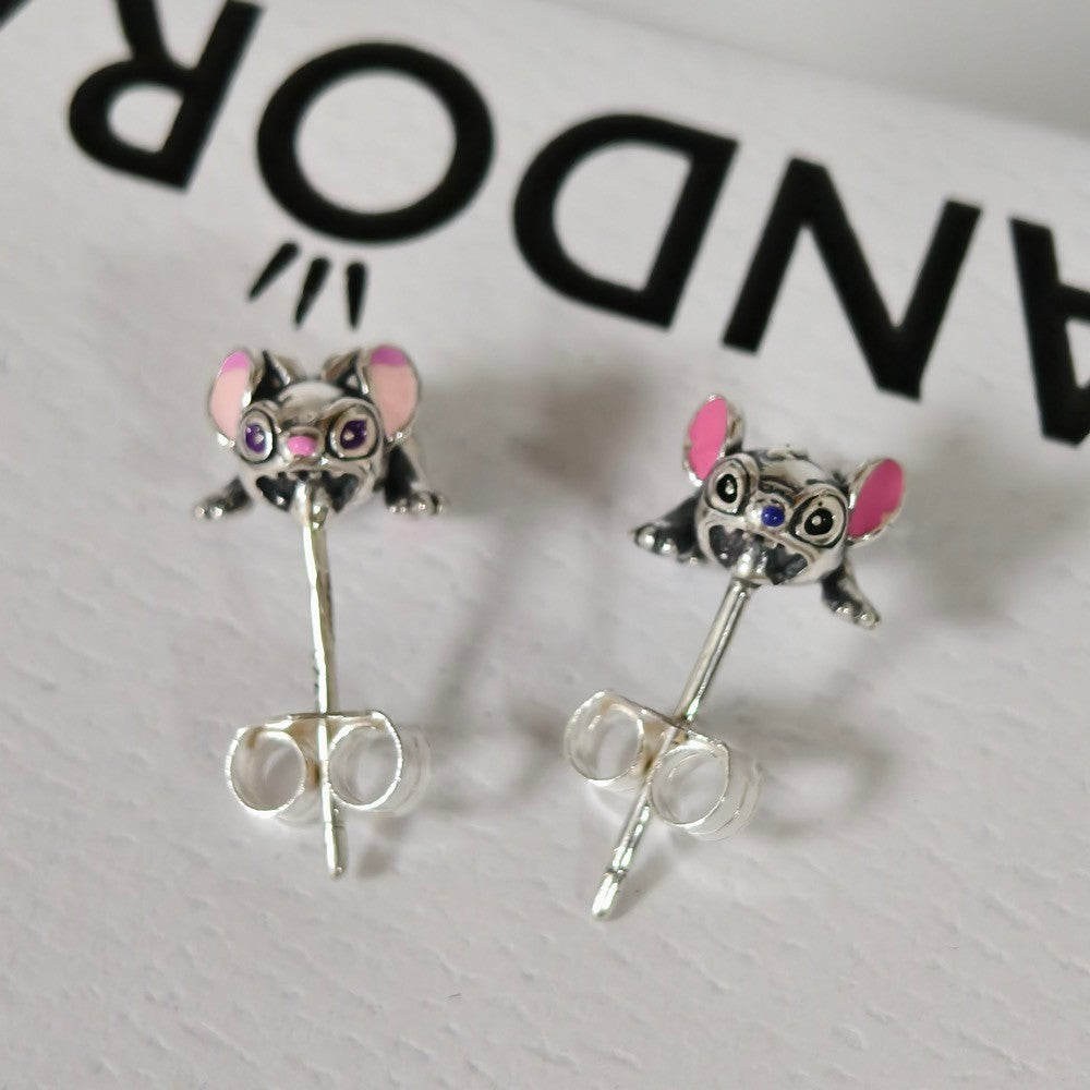 PAN Disney Stitch & Angel Stud Earrings 293741C01 Cartoon small Hypoallergenic Sterling silver Lilo