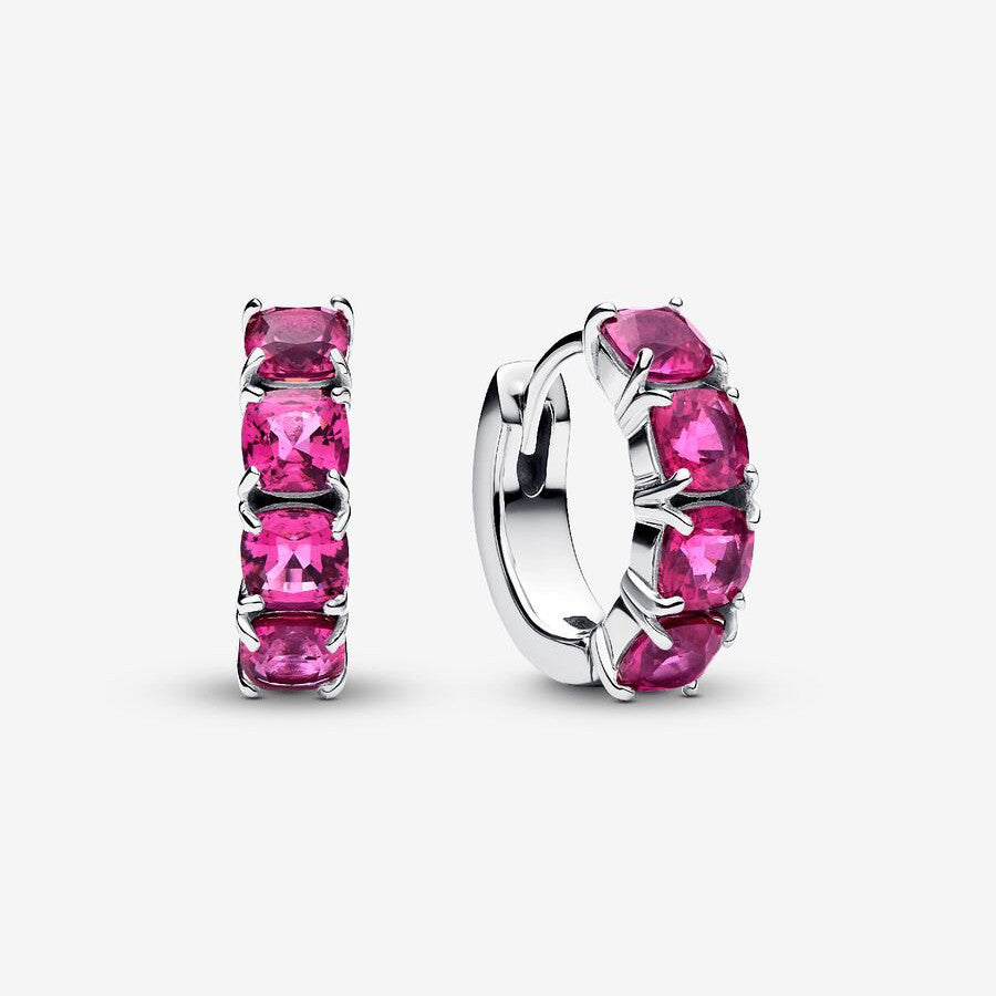 Pan Pink\Light Blue Hoop Earrings 925 silver Sterling silver Elegant Square-Cut Crystal 293851C02