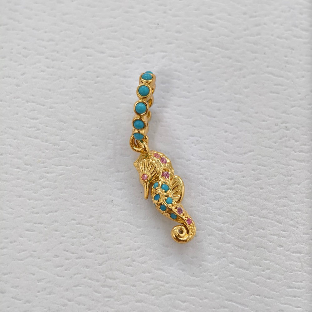 【ME｜Moments】PAN Seahorse Dangle Charm Gold DIY Perfect luck for 763895C01 blue pink marine life