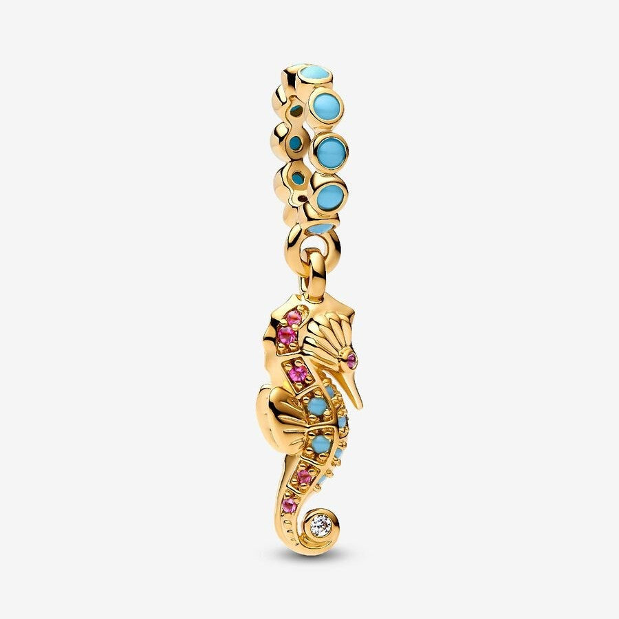 【ME｜Moments】PAN Seahorse Dangle Charm Gold DIY Perfect luck for 763895C01 blue pink marine life