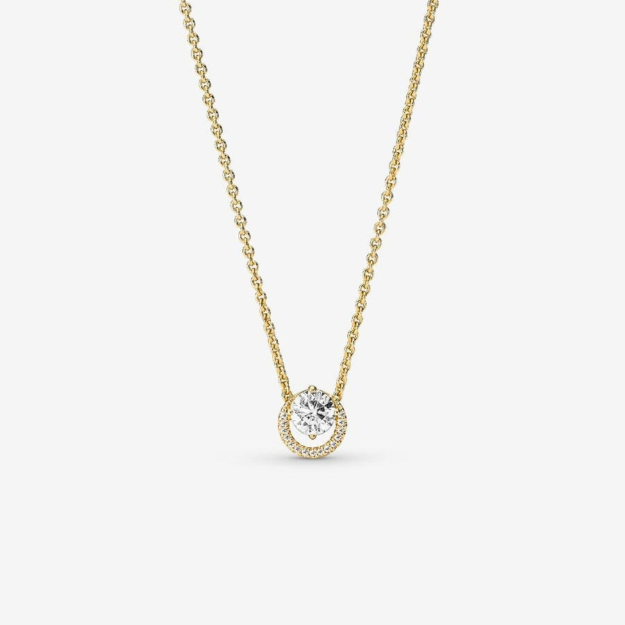 PAN Sparkling Round Halo Pendant Collier Necklace 925 silver gold 391174C01 gold 361174C01