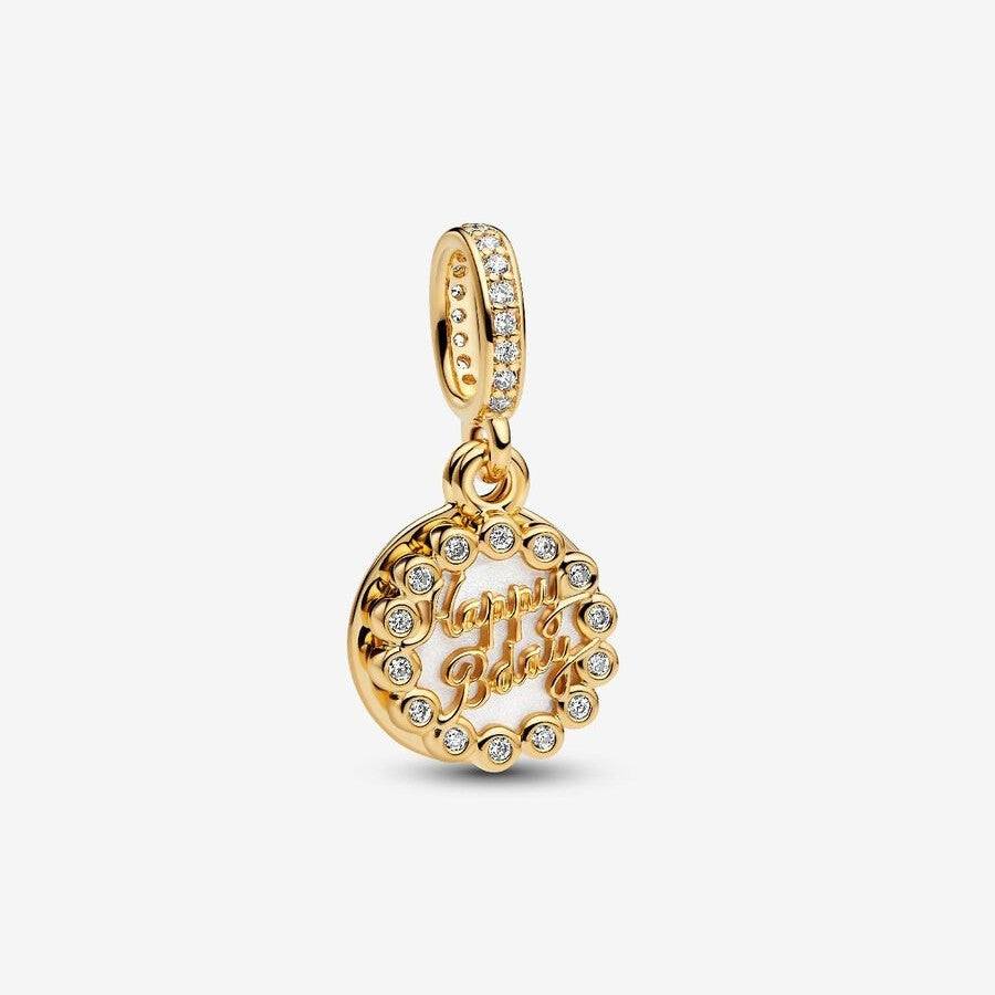 【ME｜Moments】PAN Happy Birthday Cake Dangle Charm Gold DIY Perfect luck for 763787C01