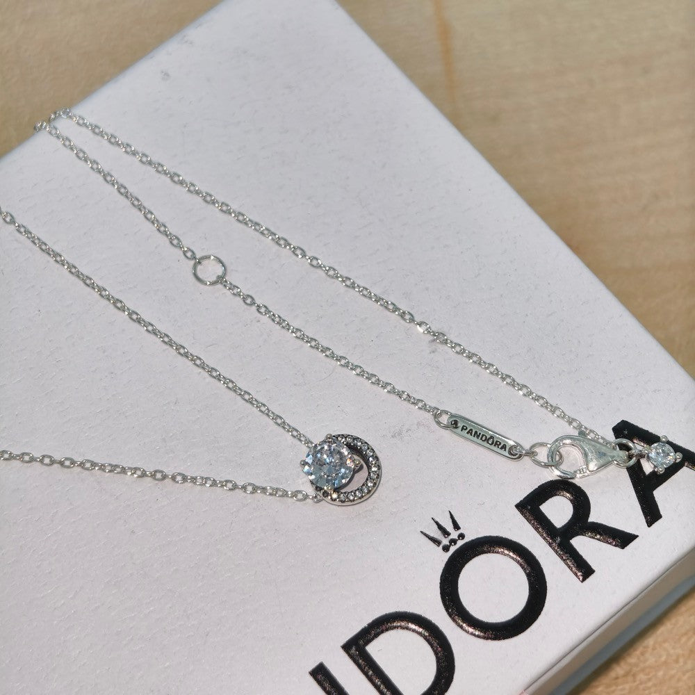 PAN Sparkling Round Halo Pendant Collier Necklace 925 silver gold 391174C01 gold 361174C01
