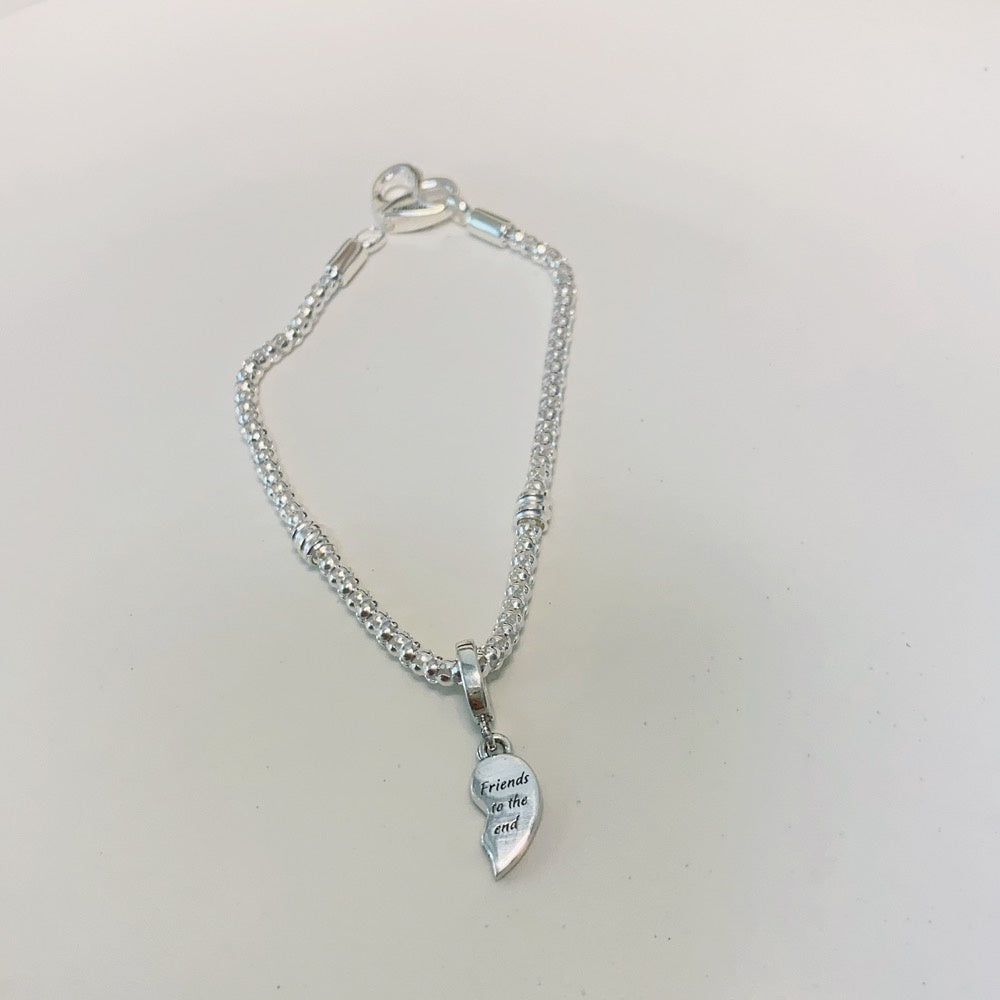 【Moments】Friends Splittable Heart Dangle Charm 792743C01 925 Silver 2in1 pendant Friends to the end