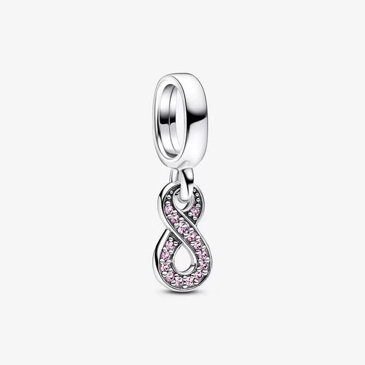 【Moments】Pan Sparkling Infinity Dangle Charm 792766C01 925 Silver Pink pendant