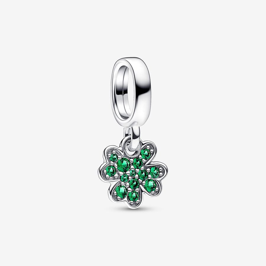 【Moments】Pan Four Leaf Clover Dangle Charm 792751C01 925 Silver GREEN lucky pendant