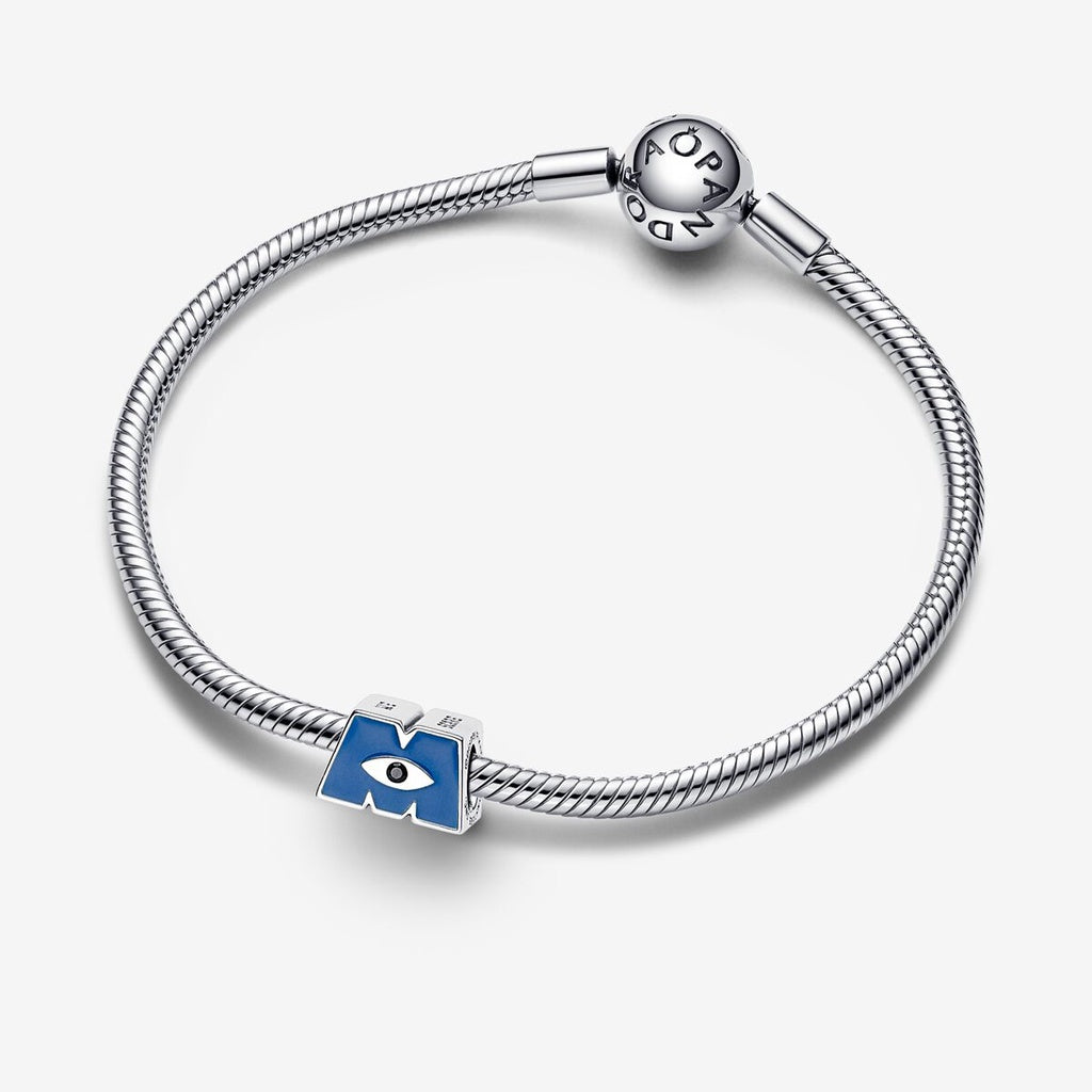 【Moments】Pan isney Pixar Monsters, Inc. Logo M Charm 792753C01 925 silver film Blue Cute cartoon