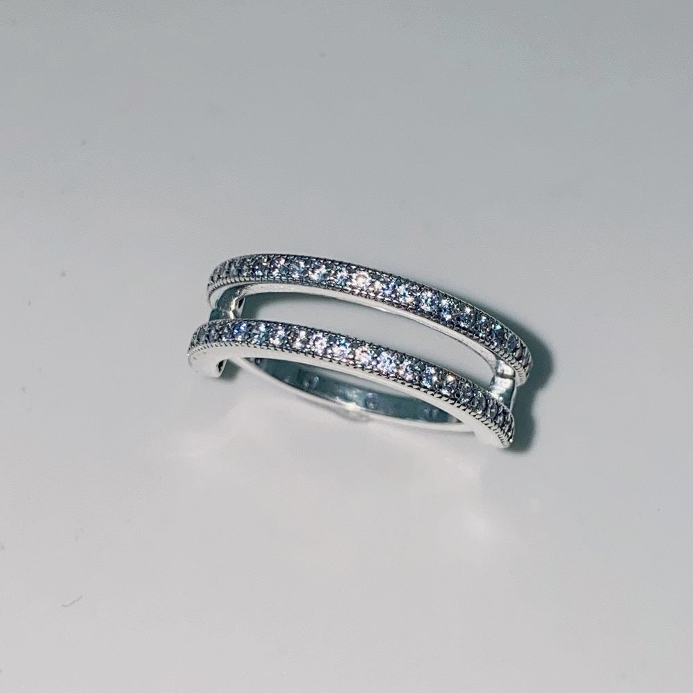 PAN Signature Logo & Pavé Double Band Ring 192779C01 925 Sterling silver everyday any style