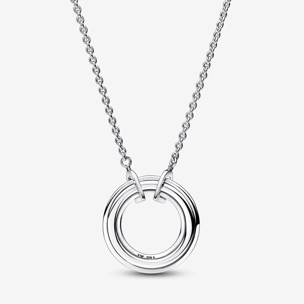 PAN Signature Two tone Intertwined Circles Necklace 382778C01 925 silver rose gold classic round