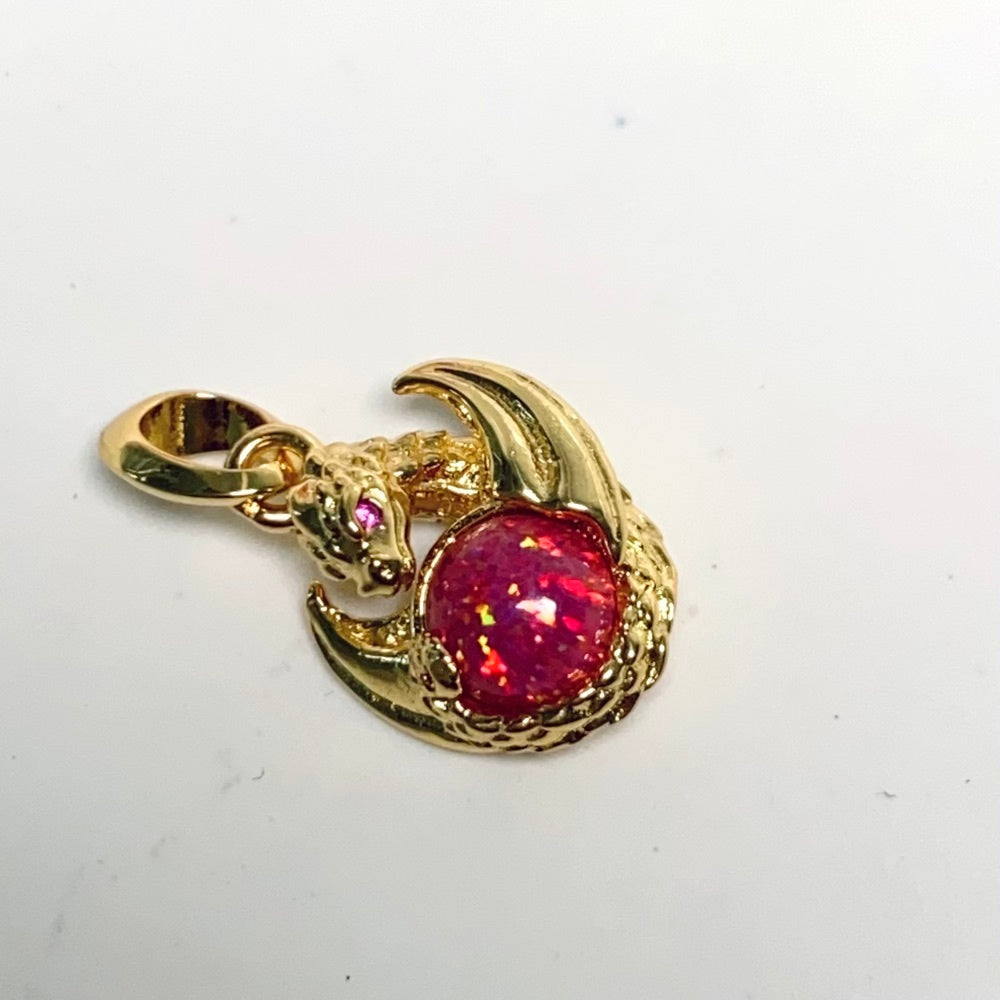 【Moments】PAN Game of Thrones Dragon Fire Dangle Charm 762972C01 Red Gold pendant