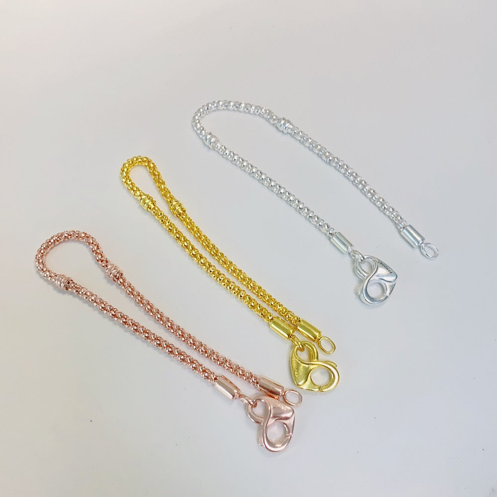 【Moments】Pan Moments Studded Chain Bracelet 925 silver women Rose Gold heart style 582731C00 592453C00 562731C00