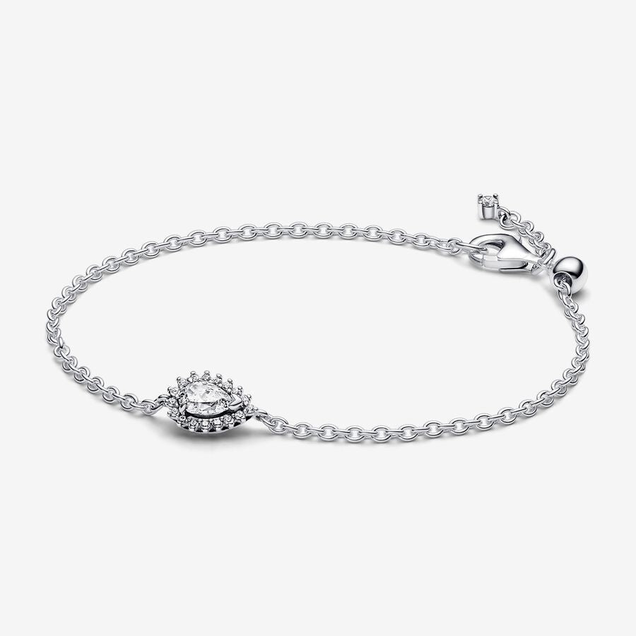 Pan Sparkling Pear Halo Chain Bracelet 593001C01 925 silver Zirconia classic tear shape diamond