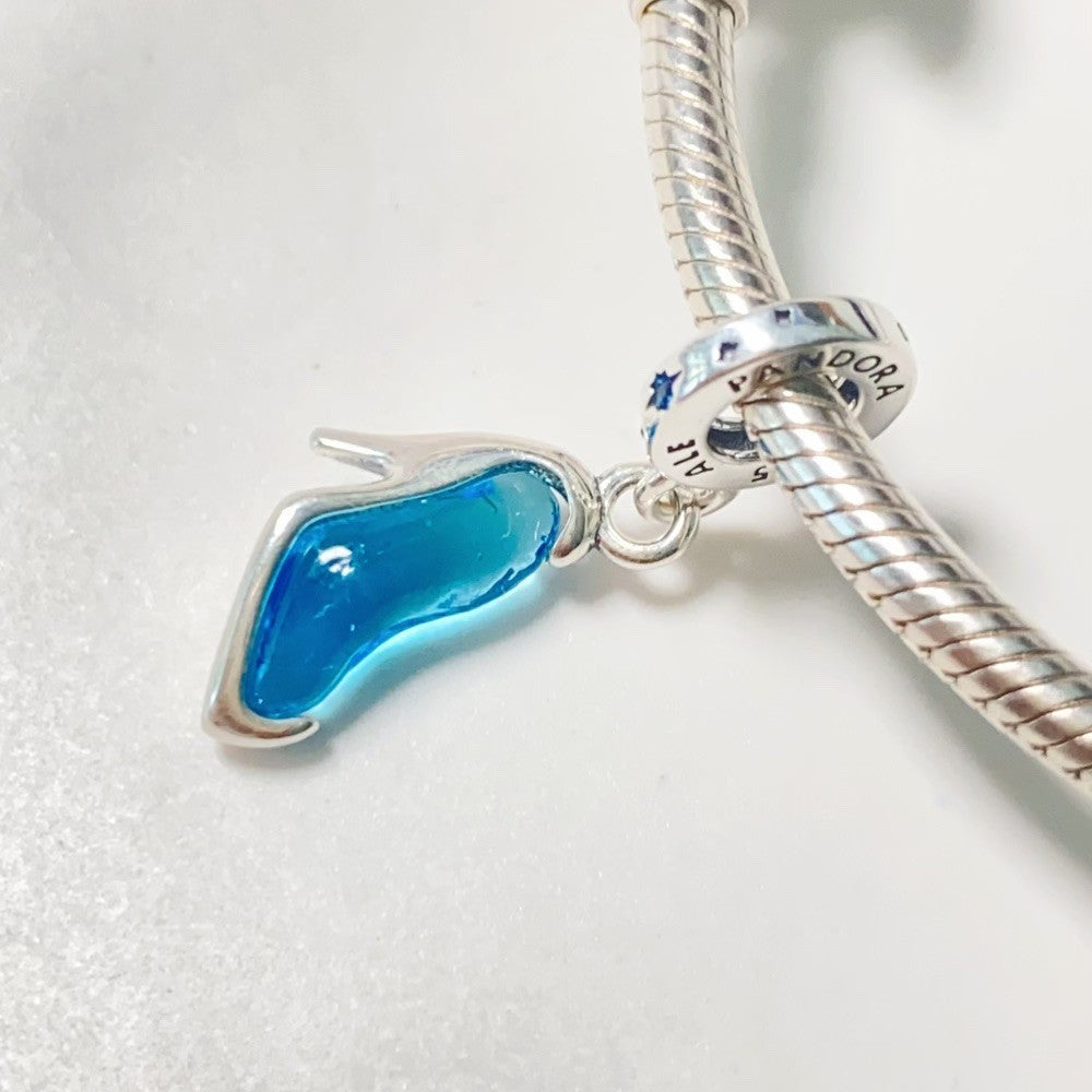 【Moments】Disney Cinderella's Glass Slipper Dangle Charm Blue Pendant 793071C01 glass slippers