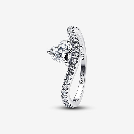 Pan Wavy Pavé Heart Ring sterling silver 193661C01 Sterling silver Valentine's Day 925 silver