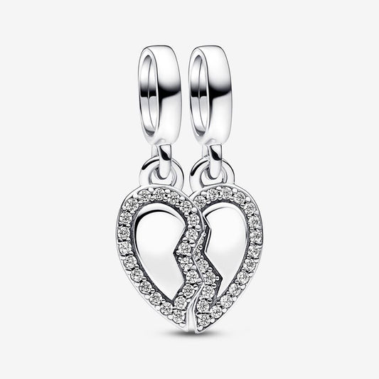 【Moments】Friends Splittable Heart Dangle Charm 792743C01 925 Silver 2in1 pendant Friends to the end