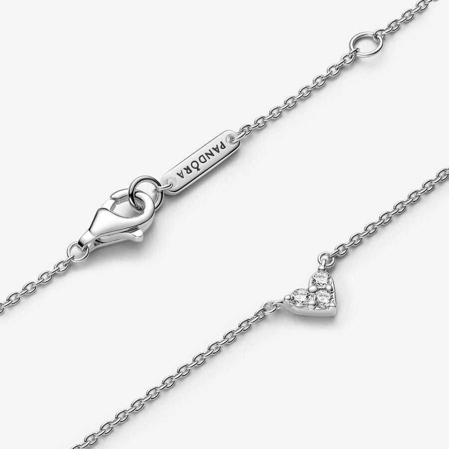 PAN Silver Triple Stone Heart Collier Necklace 393014C01 925 silver Sterling silver clavicle chain