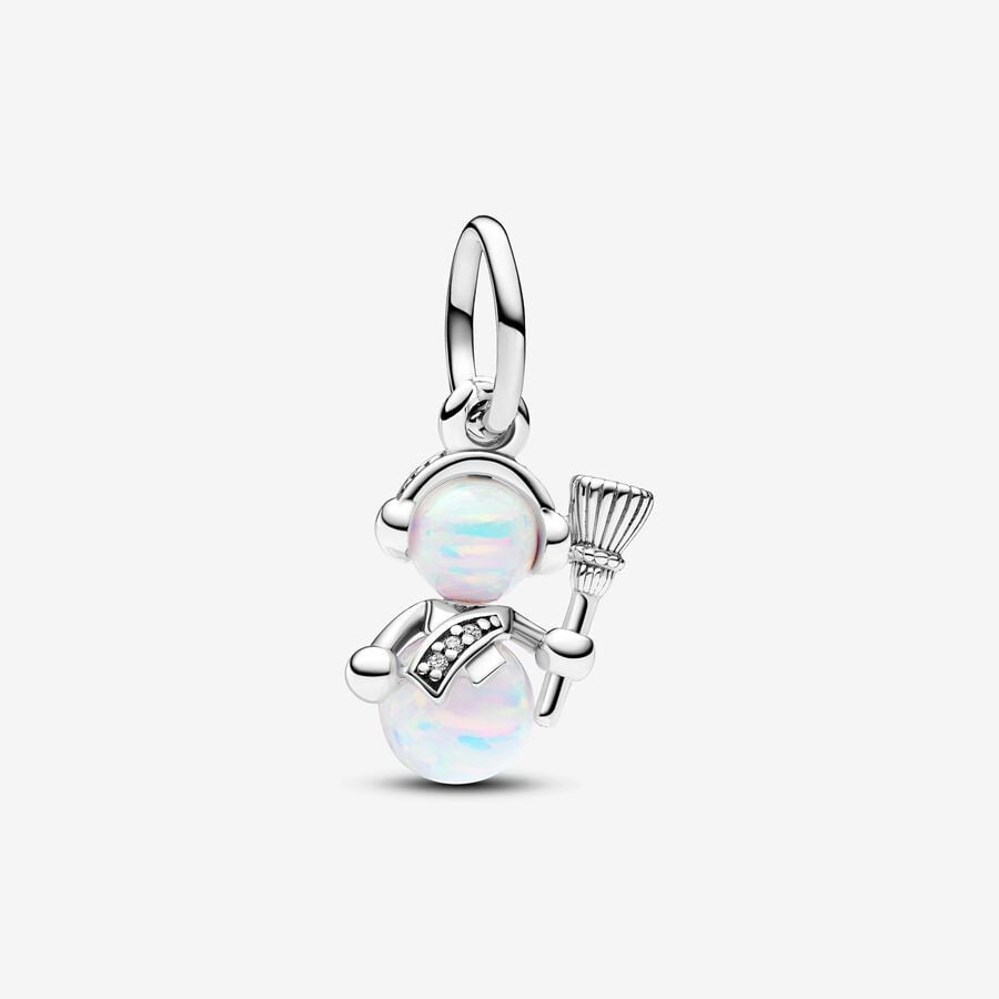 【Moments】Pan Opalescent Snowman Dangle Charm 792981C01 925 silver Gold white Cartoon pandant