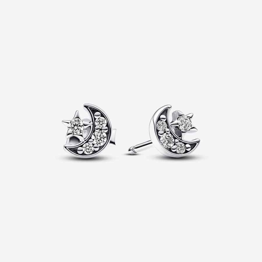 PAN Sparkling Moon & Star Stud Earrings 292990C01 925 silver classic mini earring