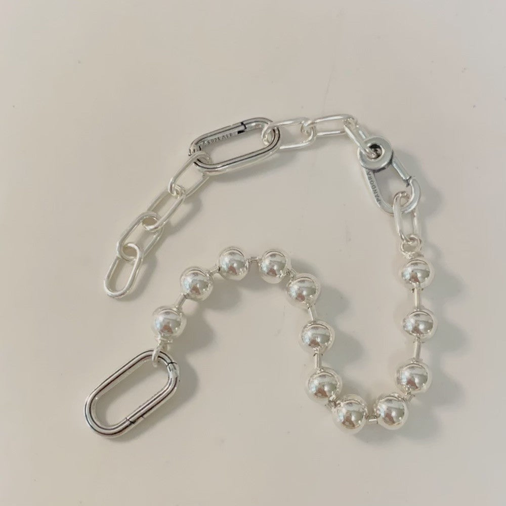 【ME】【ESSENCE】Pan ME Metal Bead & Link Chain Bracelet 592793C00 925 silver Sterling silver