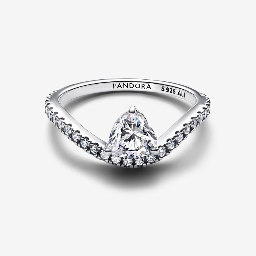 Pan Wavy Pavé Heart Ring sterling silver 193661C01 Sterling silver Valentine's Day 925 silver