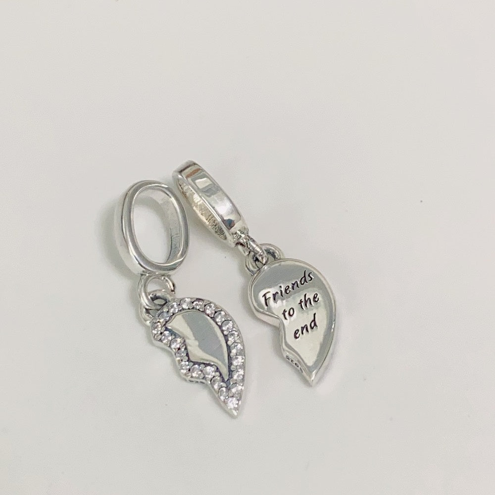 【Moments】Friends Splittable Heart Dangle Charm 792743C01 925 Silver 2in1 pendant Friends to the end