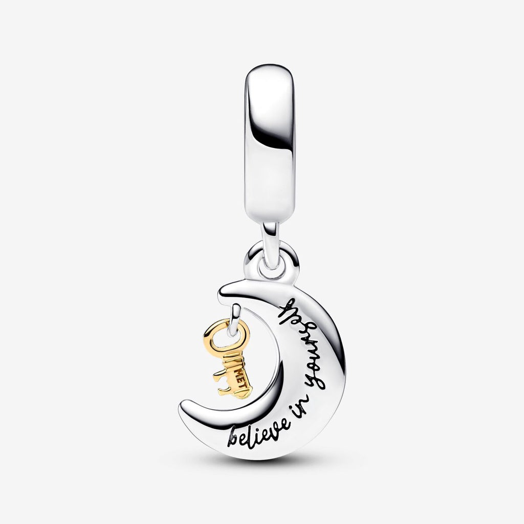 【Moments】Pan Two-tone Key & Moon Dangle Charm 762985C01 925 silver Gold white pink pandant