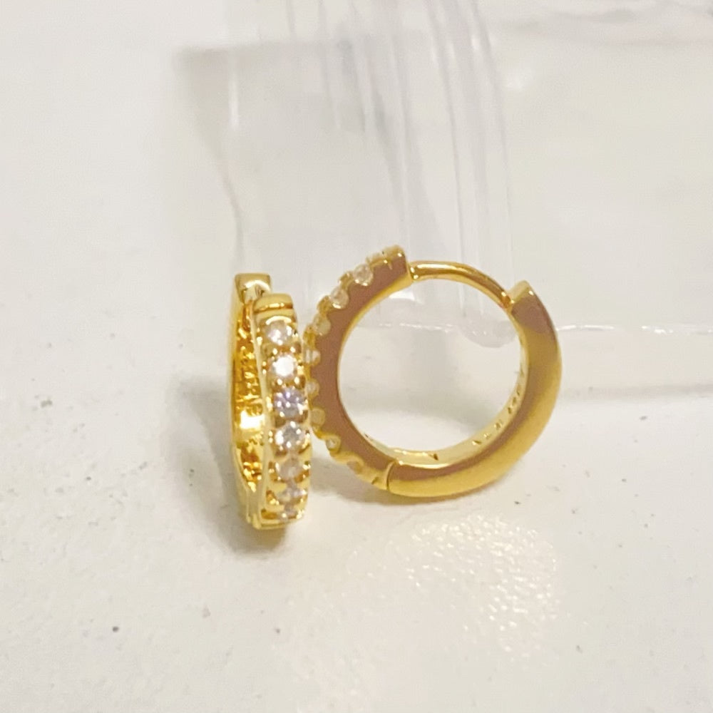 PAN Sparkling Huggie Hoop Earrings 263015C01 gold earrings classic Small hoop earrings for daily