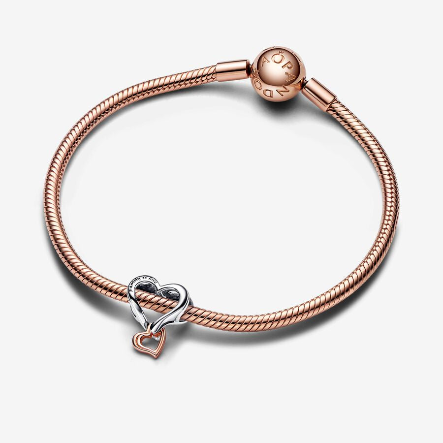 【Moments】Two-tone Openwork Infinity Heart Charm 782642C00 rose gold pendant Family and Friends