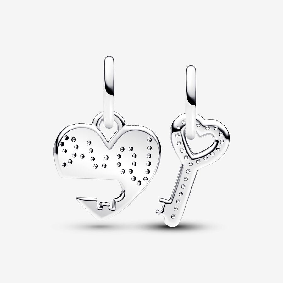 【Moments】Pan 2in1 Splittable Heart & Key Dangle Charm 793081C01 925 silver couple Love pandant