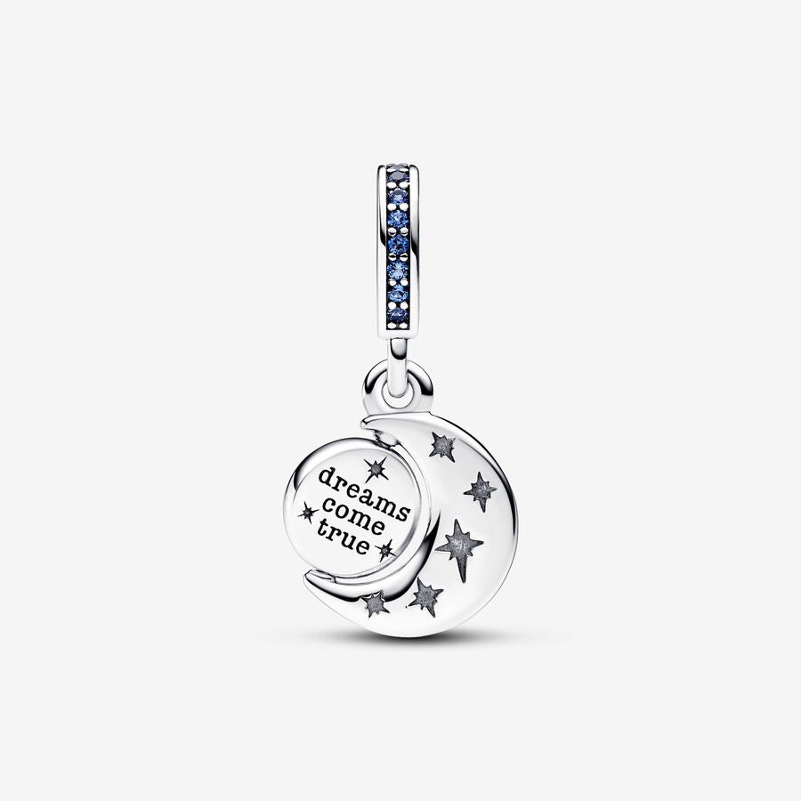 【Moments】Pan Sparkling Moon Spinning Dangle Charm 792979C01 925 silver pandant blue