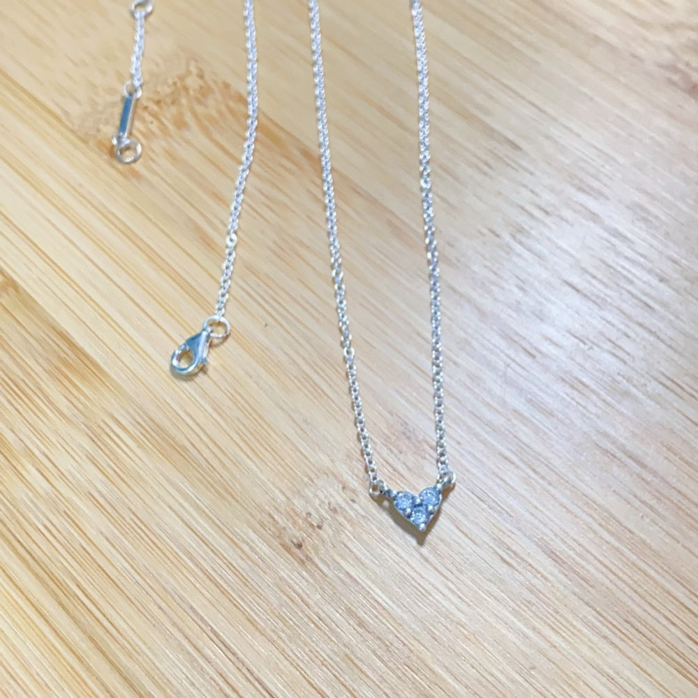 PAN Silver Triple Stone Heart Collier Necklace 393014C01 925 silver Sterling silver clavicle chain