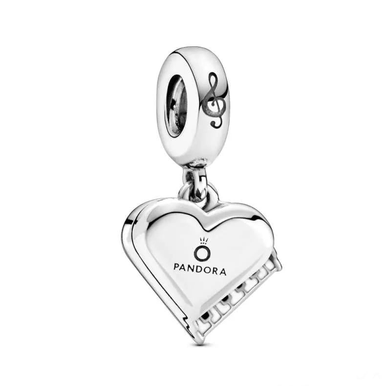 【Moments】Pan Piano Heart Dangle Charm pendant music 799101C01 925 silver cartoon