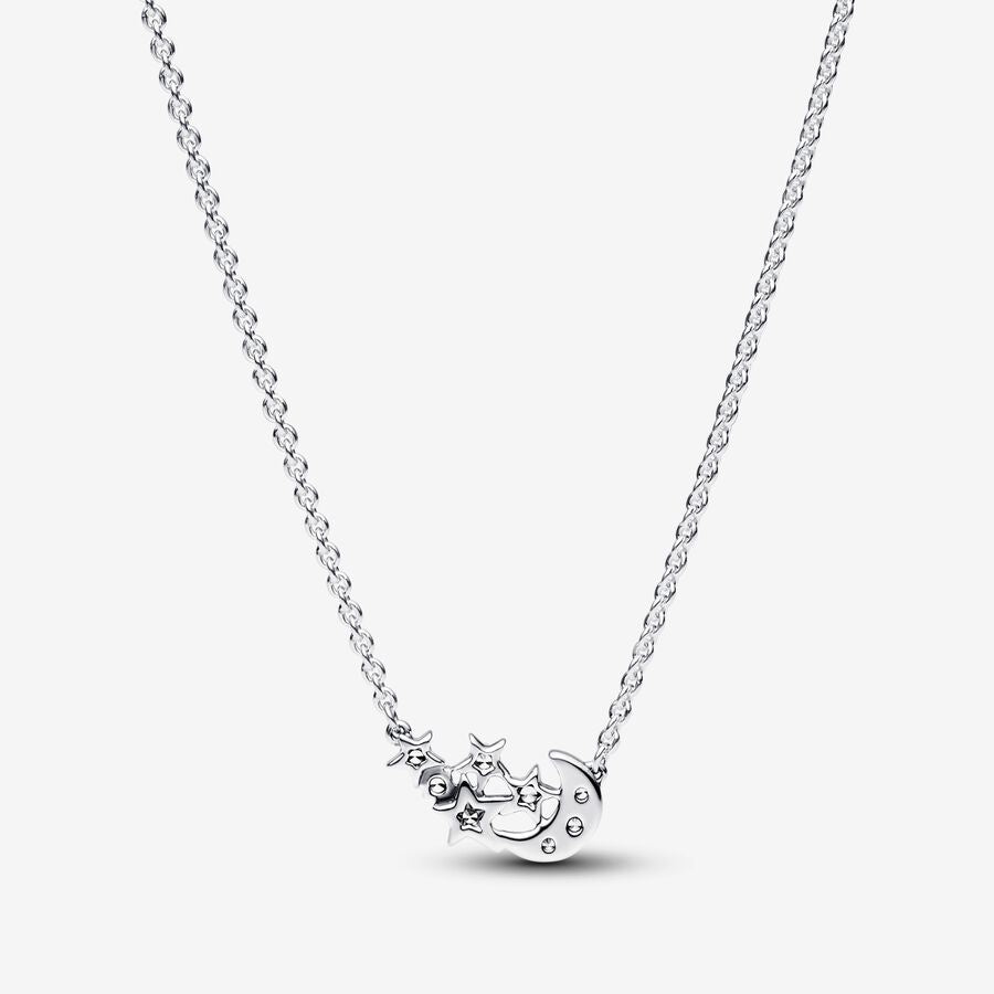 PAN Sparkling Moon & Star Collier Necklace 392991C01 925 silver Sterling silver clavicle chain