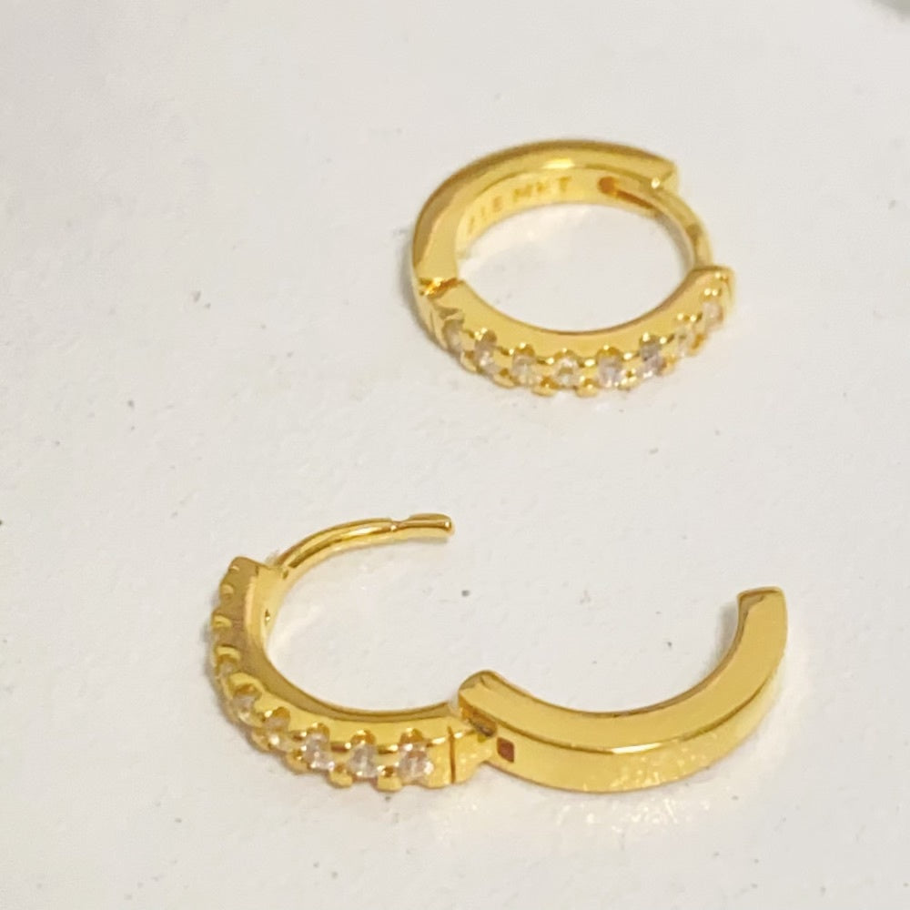 PAN Sparkling Huggie Hoop Earrings 263015C01 gold earrings classic Small hoop earrings for daily