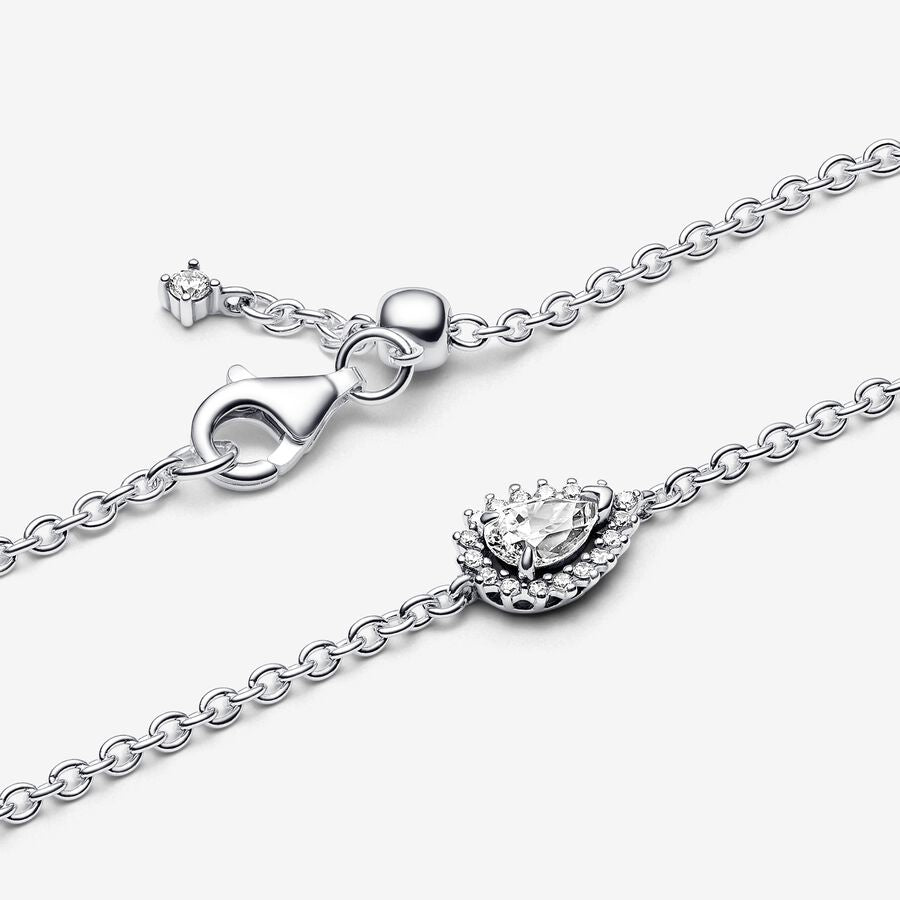 Pan Sparkling Pear Halo Chain Bracelet 593001C01 925 silver Zirconia classic tear shape diamond